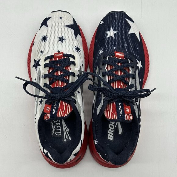 Brooks Launch 8 USA Stars Patriotic Mesh Running Shoes - Women's Size 6D Wide - Picture 6 of 10